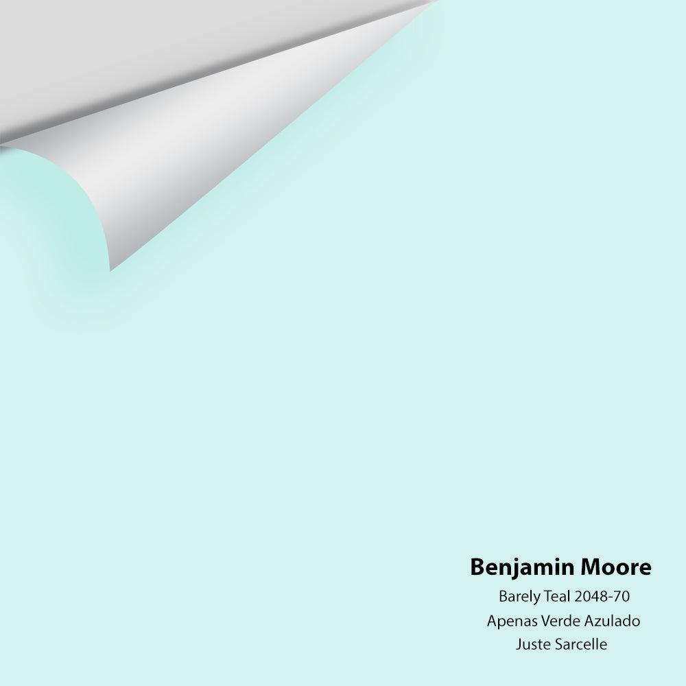 Digital color swatch of Benjamin Moore&#39;s Barely Teal 2048-70 Peel &amp; Stick Sample available at Anderson Paint in Michigan.