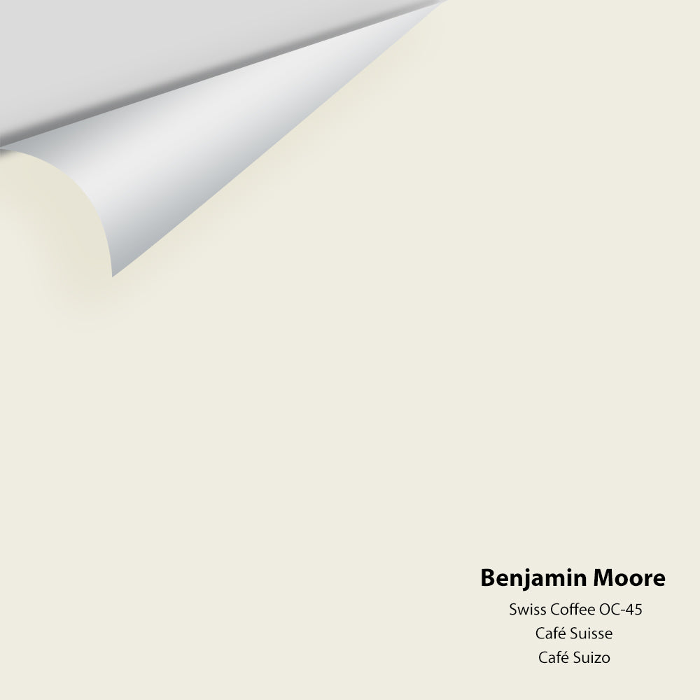 Digital color swatch of Benjamin Moore&#39;s Swiss Coffee OC-45 Peel &amp; Stick Sample available at Anderson Paint in Michigan.