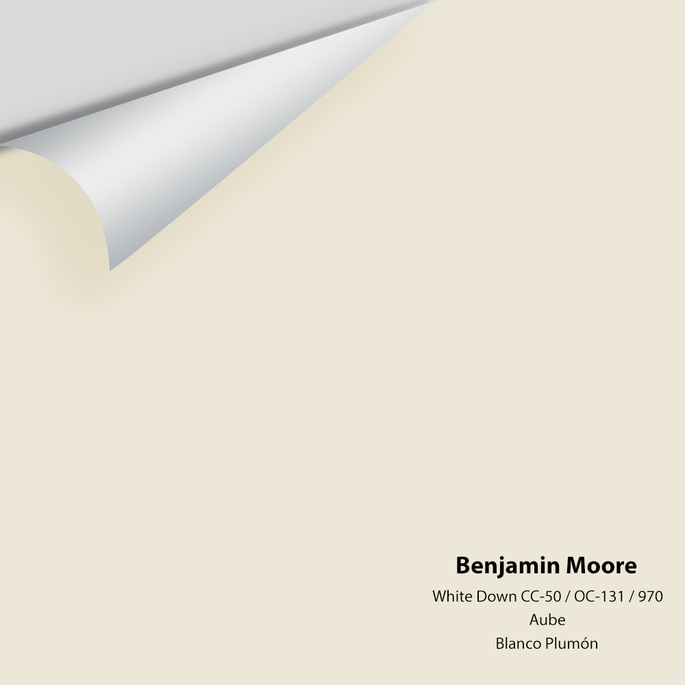 Digital color swatch of Benjamin Moore&#39;s White Down CC-50 Peel &amp; Stick Sample available at Anderson Paint in Michigan.
