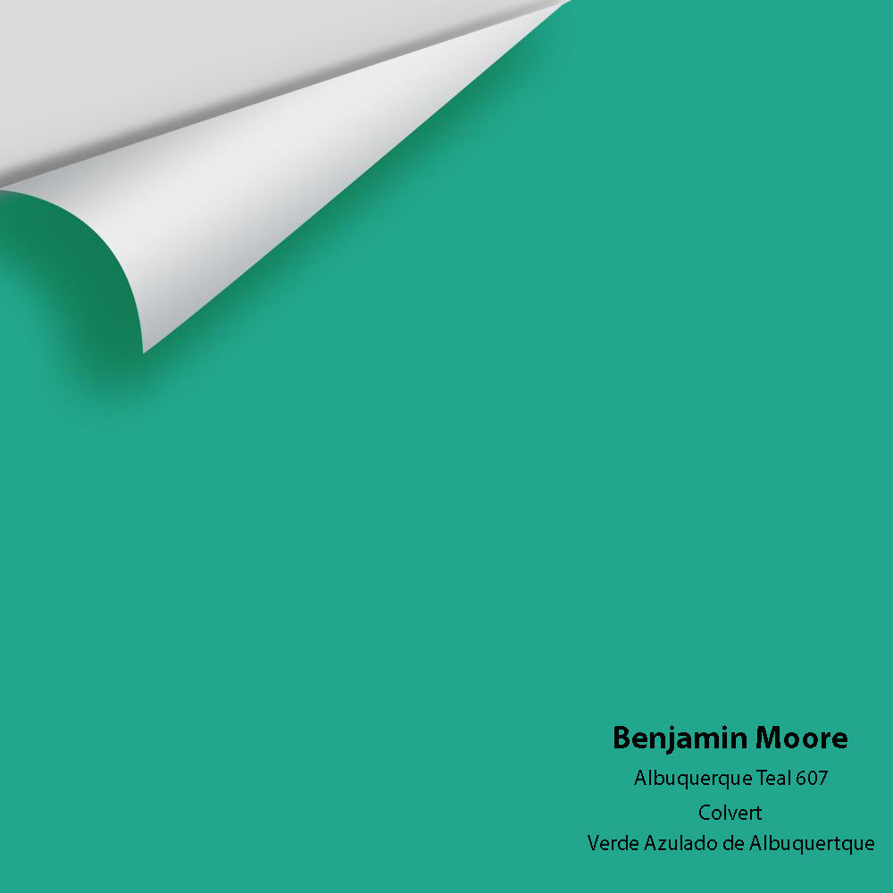 Digital color swatch of Benjamin Moore&#39;s Albuquerque Teal 607 Peel &amp; Stick Sample available at Anderson Paint in Michigan.