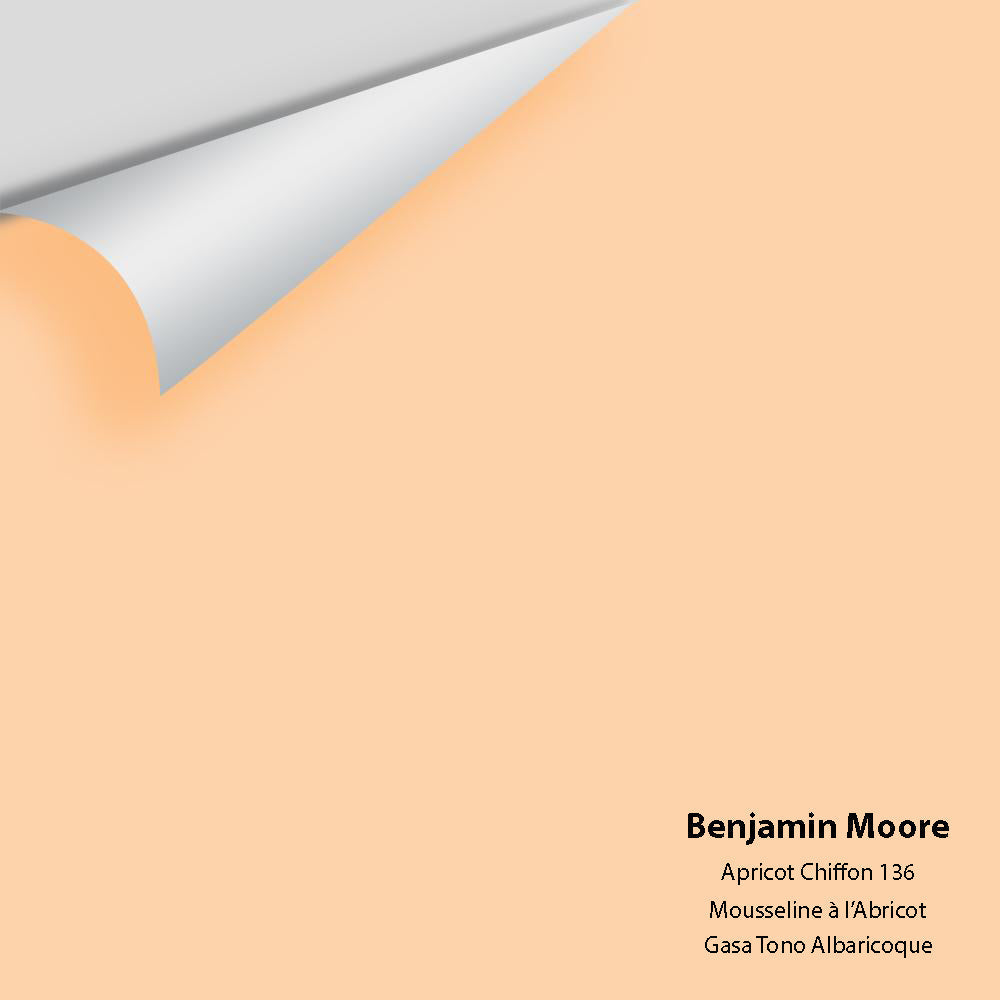 Digital color swatch of Benjamin Moore&#39;s Apricot Chiffon 136 Peel &amp; Stick Sample available at Anderson Paint in Michigan.
