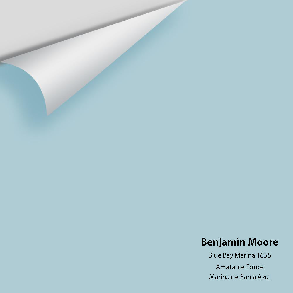 Digital color swatch of Benjamin Moore&#39;s Blue Bay Marina 1655 Peel &amp; Stick Sample available at Anderson Paint in Michigan.