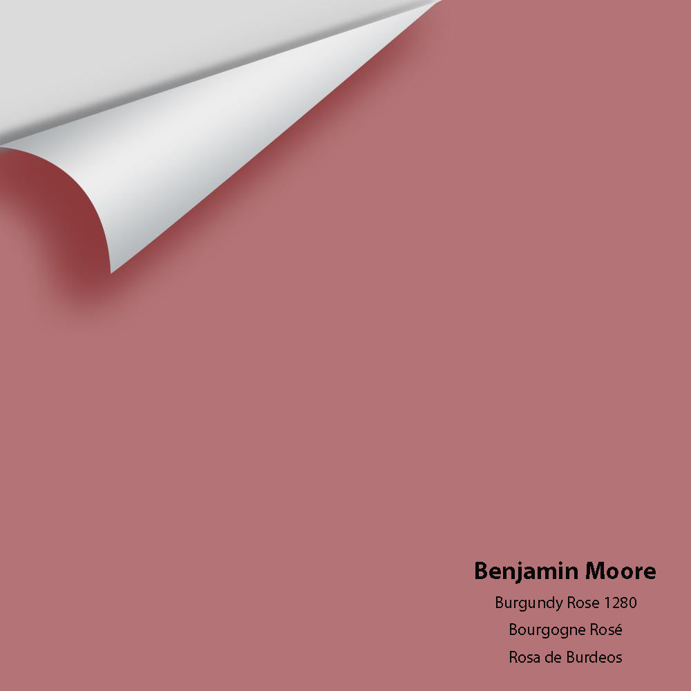 Digital color swatch of Benjamin Moore&#39;s Burgundy Rose 1280 Peel &amp; Stick Sample available at Anderson Paint in Michigan.
