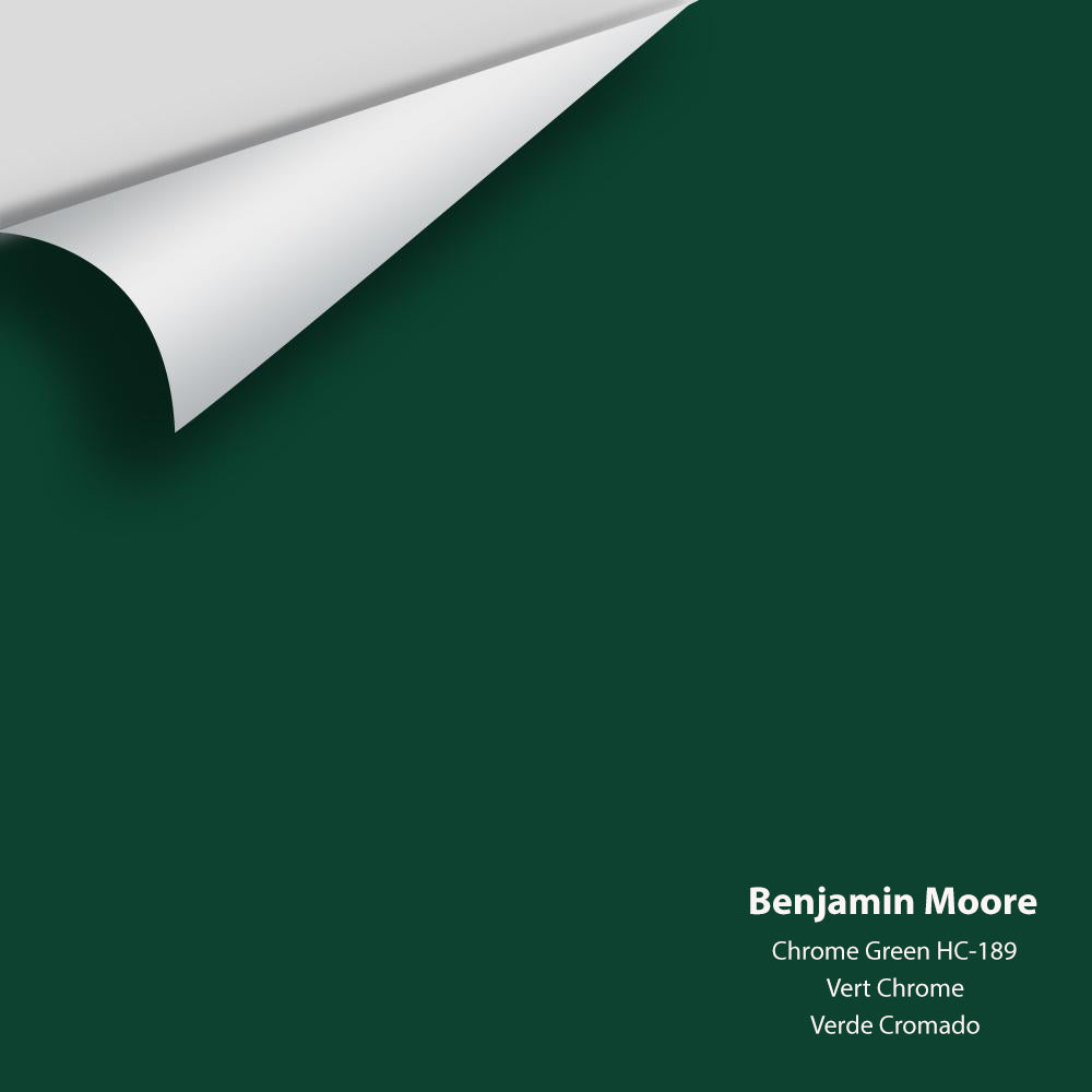Digital color swatch of Benjamin Moore&#39;s Chrome Green HC-189 Peel &amp; Stick Sample available at Anderson Paint in Michigan.