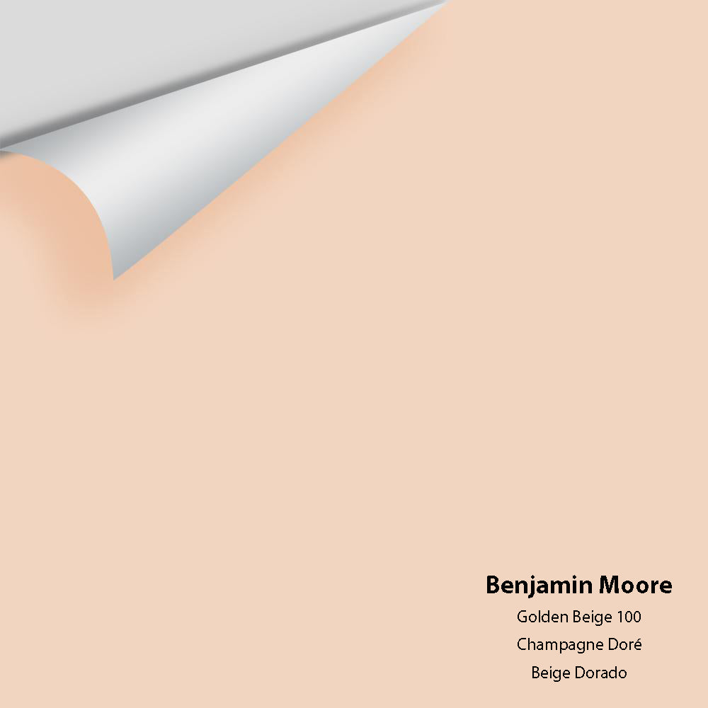 Digital color swatch of Benjamin Moore&#39;s Golden Beige 100 Peel &amp; Stick Sample available at Anderson Paint in Michigan.
