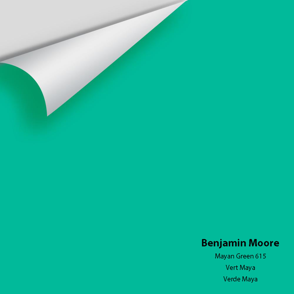 Digital color swatch of Benjamin Moore&#39;s Mayan Green 615 Peel &amp; Stick Sample available at Anderson Paint in Michigan.