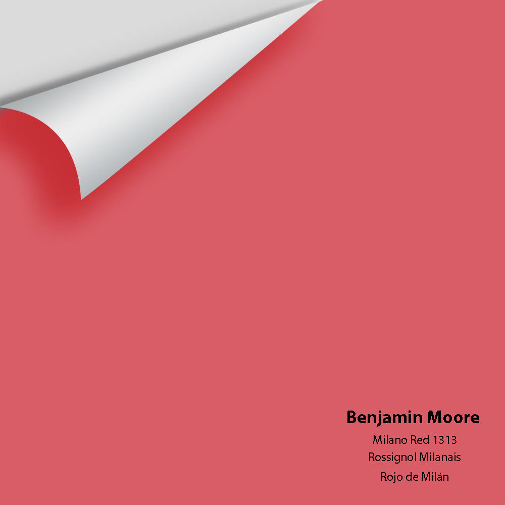 Digital color swatch of Benjamin Moore&#39;s Milano Red 1313 Peel &amp; Stick Sample available at Anderson Paint in Michigan.