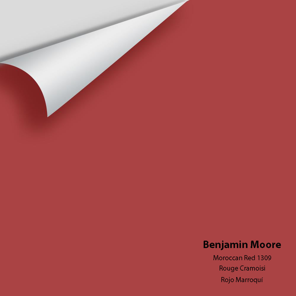 Digital color swatch of Benjamin Moore&#39;s Moroccan Red 1309 Peel &amp; Stick Sample available at Anderson Paint in Michigan.