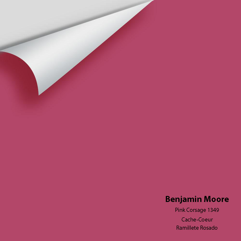 Digital color swatch of Benjamin Moore&#39;s Pink Corsage 1349 Peel &amp; Stick Sample available at Anderson Paint in Michigan.