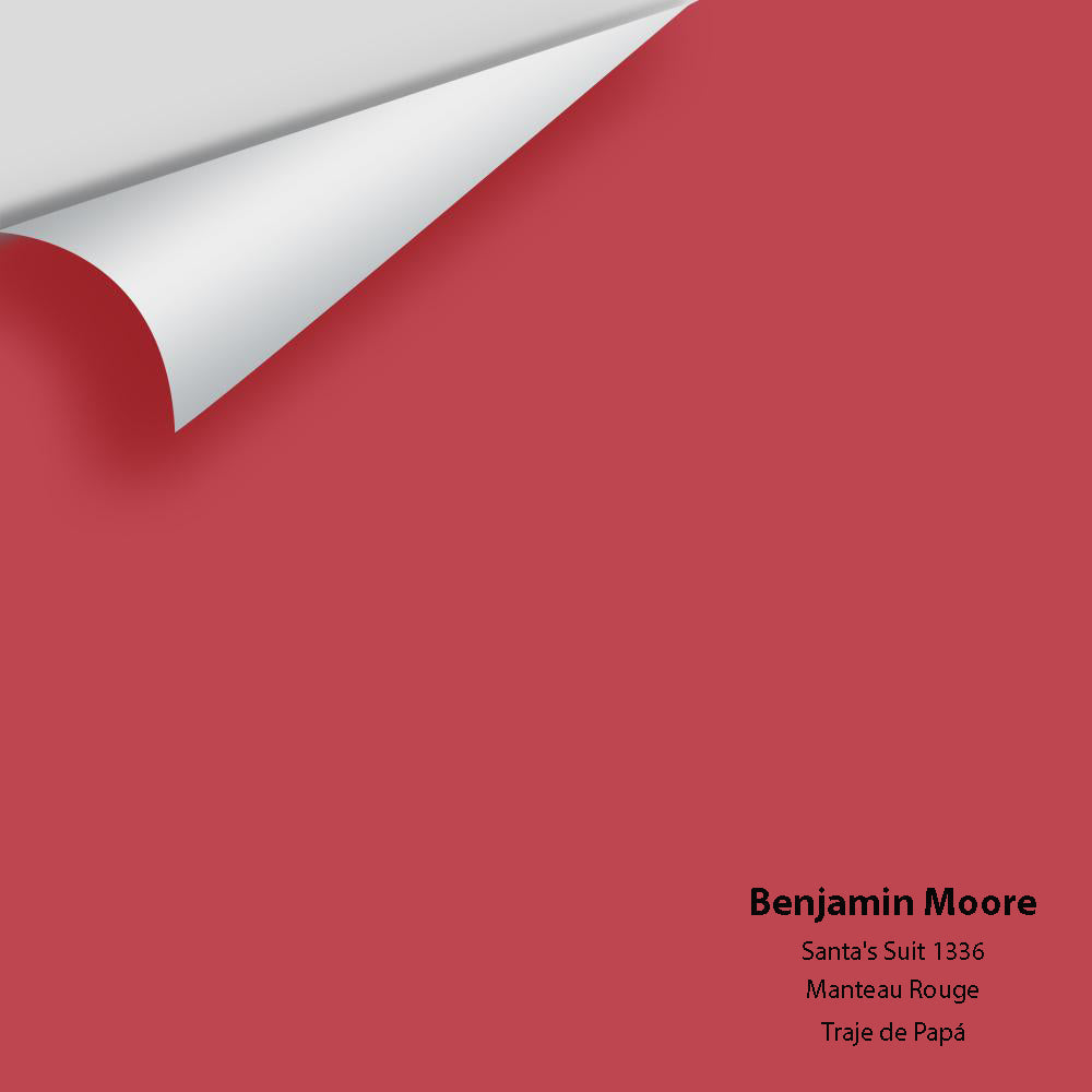 Digital color swatch of Benjamin Moore&#39;s Santa&#39;s Suit 1336 Peel &amp; Stick Sample available at Anderson Paint in Michigan.
