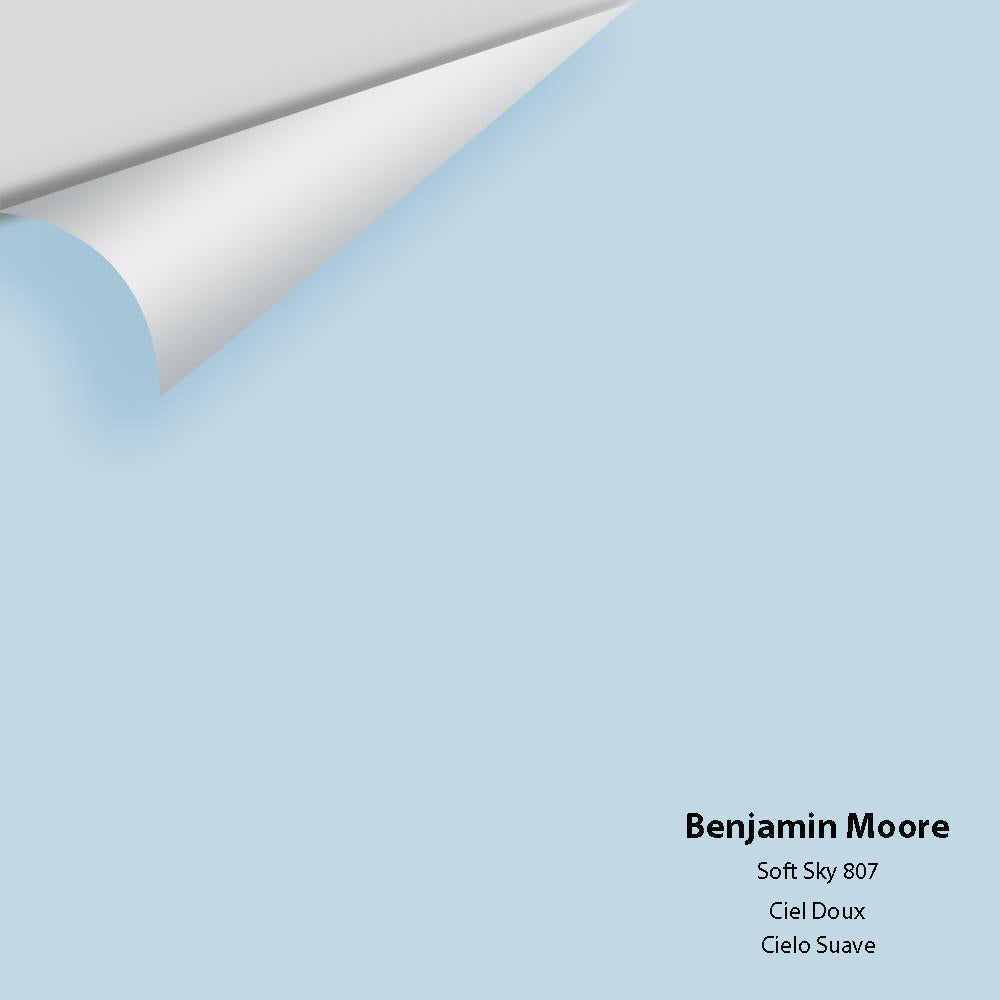 Digital color swatch of Benjamin Moore&#39;s Soft Sky 807 Peel &amp; Stick Sample available at Anderson Paint in Michigan.