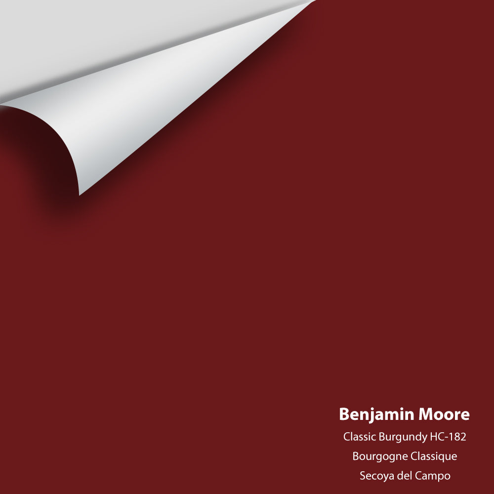 Digital color swatch of Benjamin Moore&#39;s Classic Burgundy HC-182 Peel &amp; Stick Sample available at Anderson Paint in Michigan.