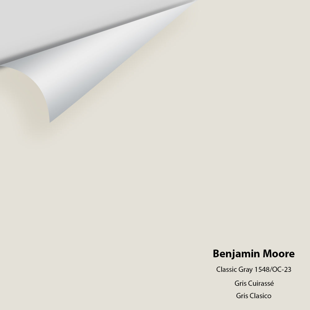 Digital color swatch of Benjamin Moore&#39;s Classic Gray OC-23 Peel &amp; Stick Sample available at Anderson Paint in Michigan.