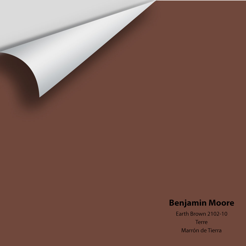 Digital color swatch of Benjamin Moore&#39;s Earth Brown 2102-10 Peel &amp; Stick Sample available at Anderson Paint in Michigan.