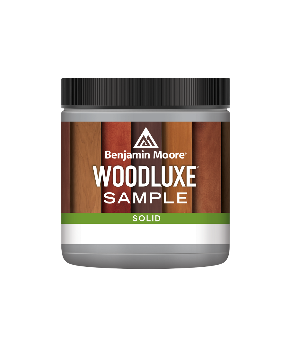 Benjamin Moore Woodluxe® Water-Based Solid Exterior Stain Half-Pint available at Anderson Paint Company in Ann Arbor Michigan.
