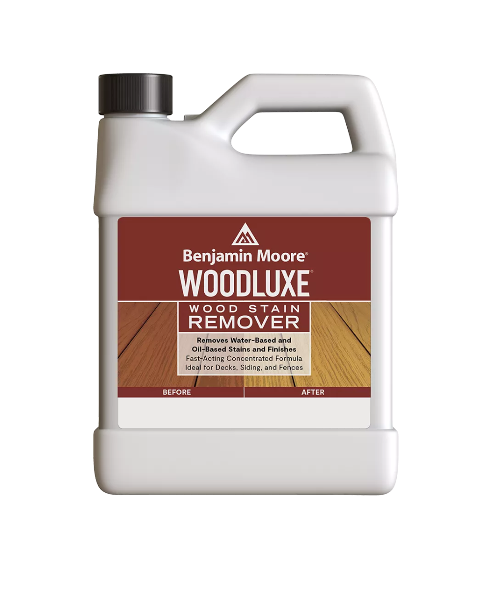 Benjamin Moore Woodluxe Wood Stain Remover Gallon available at Anderson Paint Company in Ann Arbor Michigan.