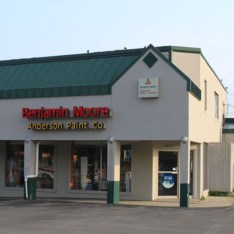 image of the Anderson Paint Benajmin Moore retail store on Washtenaw Ave, Ann Arbor, Michigan
