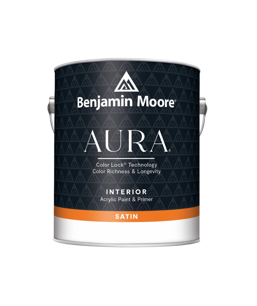 Benjamin Moore Aura Interior Paint Satin, available at Anderson Paint Company in Ann Arbor Michigan.